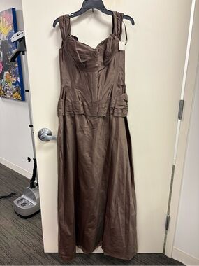 Brown Evening Dress - Sleeveless Ruched Bodice - Custom/Sample Dress
